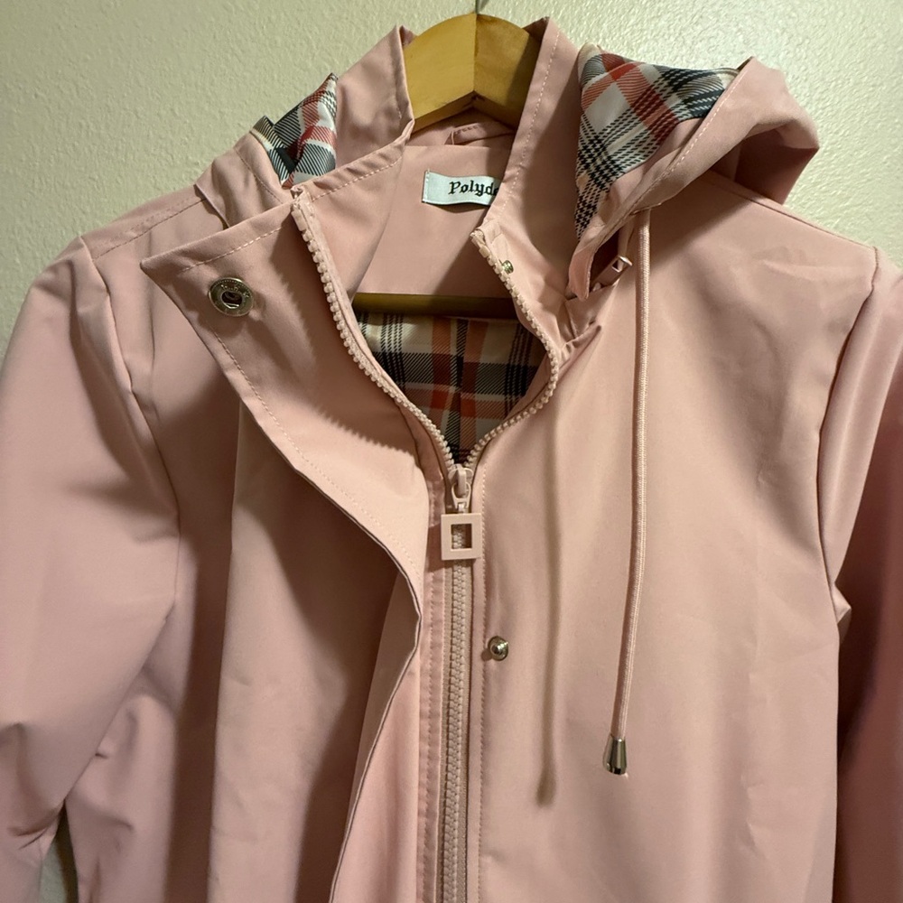 Pink Trench Coat by Pollydeer with Detachable Hood. NWT - Picture 8 of 15